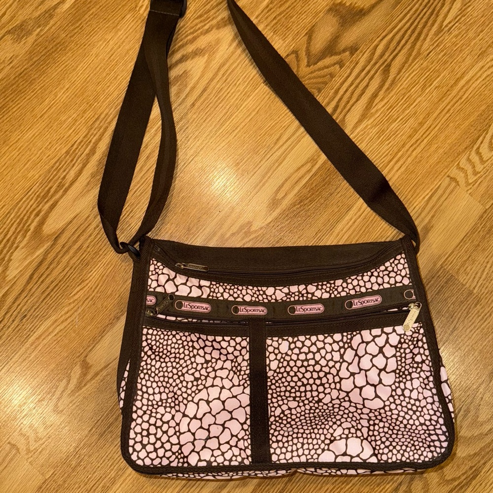 Lesportsac Pink and Brown Expandable‎ Shoulder Bag Adjustable Strap